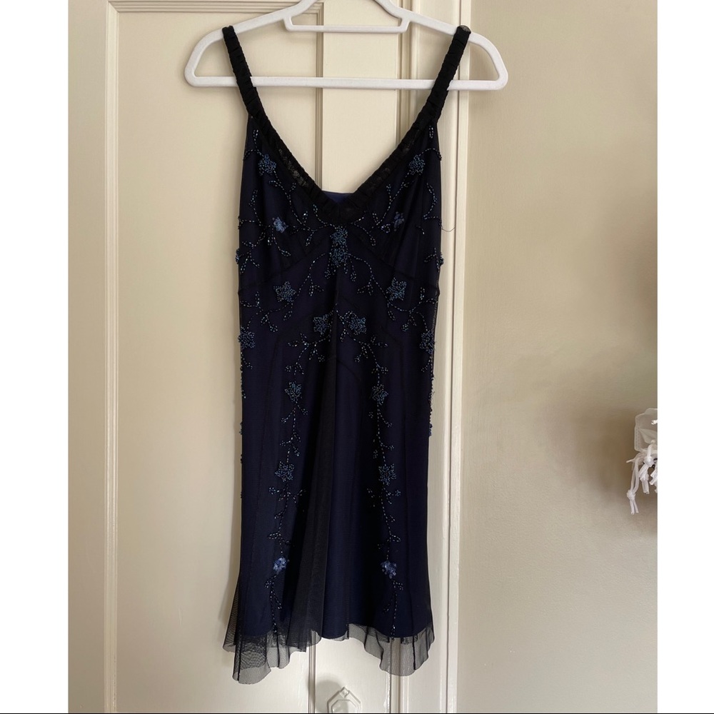 Vintage Beaded Mesh Overlay Dress